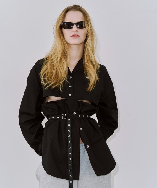 JOSE MOON（ジョゼムーン）の「DEFORMATION COVER SHIRT/デフォメーションカバーシャツ（シャツ/ブラウス・レディース・ブラック/ホワイト・FREE）」の10枚目の写真