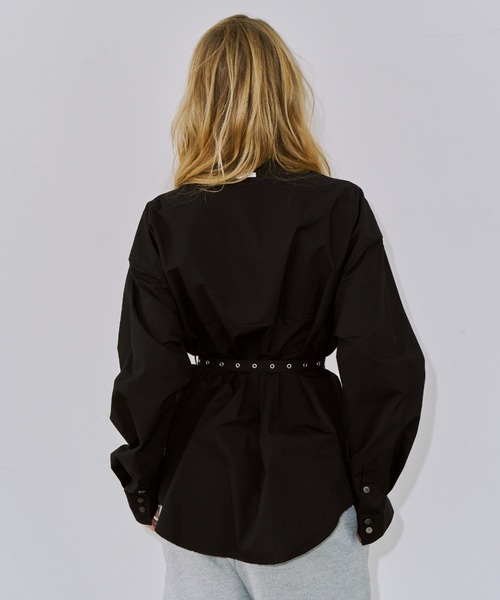 JOSE MOON（ジョゼムーン）の「DEFORMATION COVER SHIRT/デフォメーションカバーシャツ（シャツ/ブラウス・レディース・ブラック/ホワイト・FREE）」の6枚目の写真