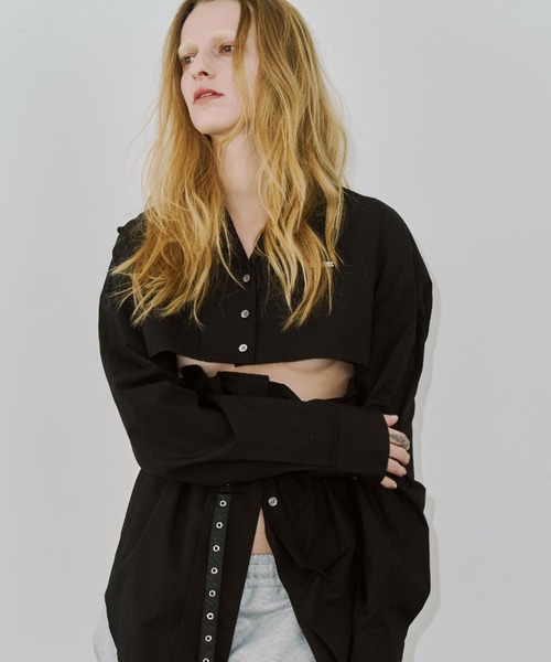 JOSE MOON（ジョゼムーン）の「DEFORMATION COVER SHIRT/デフォメーションカバーシャツ（シャツ/ブラウス・レディース・ブラック/ホワイト・FREE）」の5枚目の写真