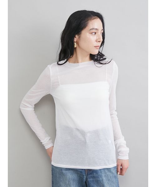 Mila Owen（ミラオーウェン）の「ウールテンセルシアーロングＴシャツ（Tシャツ/カットソー・レディース・ホワイト/ライム/ベージュ/ブラック・1/0）」の5枚目の写真