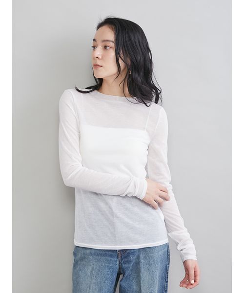 Mila Owen（ミラオーウェン）の「ウールテンセルシアーロングＴシャツ（Tシャツ/カットソー・レディース・ホワイト/ライム/ベージュ/ブラック・1/0）」の16枚目の写真