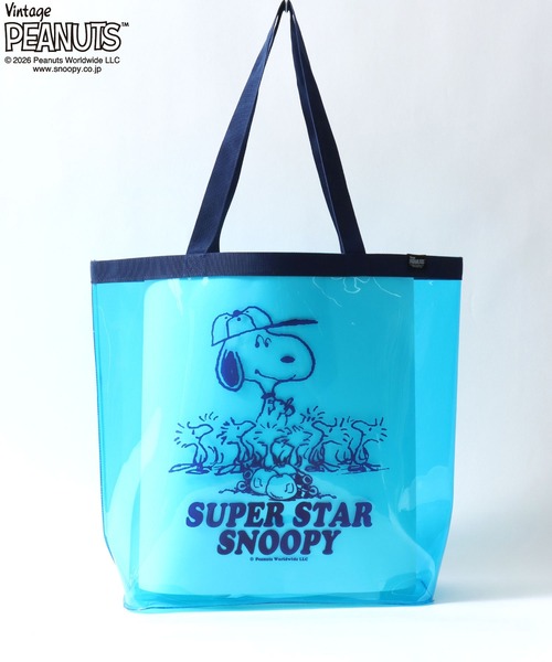 SNOOPY（スヌーピー）の「PEANUTS/ピーナッツコラボ FRUIT OF THE LOOM/フルーツオブザルーム スヌーピー クリアバッグ/トートバッグ/レディース メンズ（トートバッグ・レディース・クリア/ブルー/ブラック・FREE）」の3枚目の写真