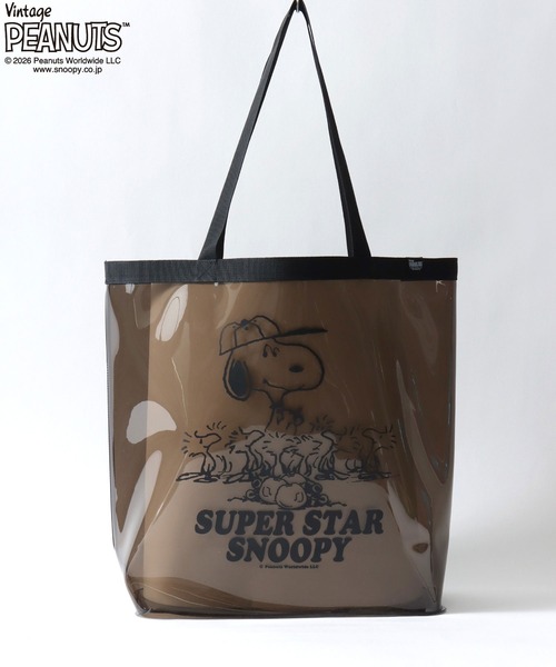 SNOOPY（スヌーピー）の「PEANUTS/ピーナッツコラボ FRUIT OF THE LOOM/フルーツオブザルーム スヌーピー クリアバッグ/トートバッグ/レディース メンズ（トートバッグ・レディース・クリア/ブルー/ブラック・FREE）」の2枚目の写真