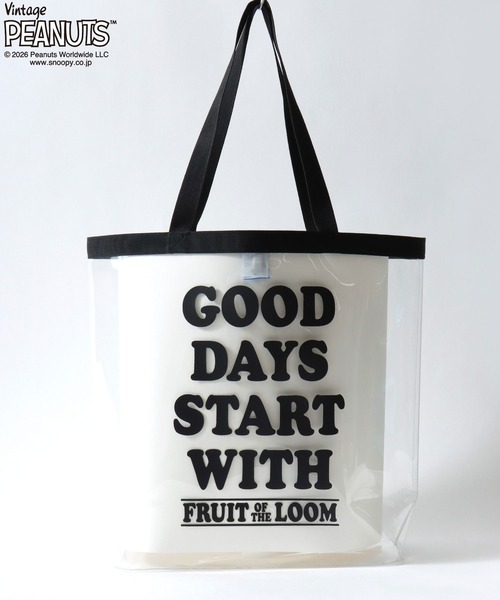 SNOOPY（スヌーピー）の「PEANUTS/ピーナッツコラボ FRUIT OF THE LOOM/フルーツオブザルーム スヌーピー クリアバッグ/トートバッグ/レディース メンズ（トートバッグ・レディース・クリア/ブルー/ブラック・FREE）」の6枚目の写真
