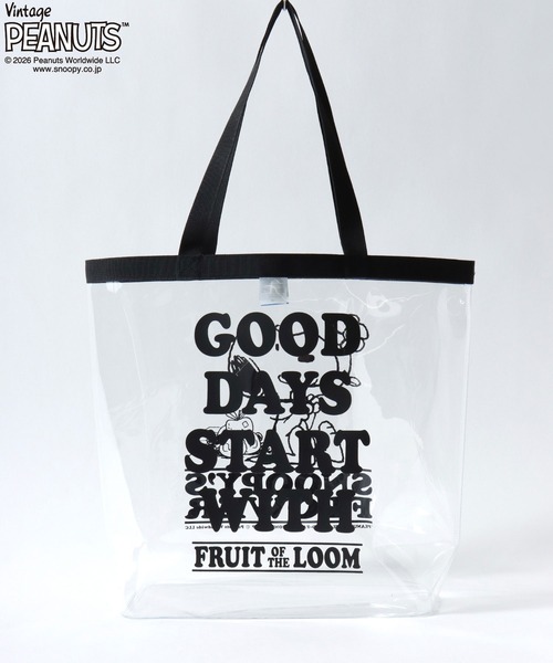 SNOOPY（スヌーピー）の「PEANUTS/ピーナッツコラボ FRUIT OF THE LOOM/フルーツオブザルーム スヌーピー クリアバッグ/トートバッグ/レディース メンズ（トートバッグ・レディース・クリア/ブルー/ブラック・FREE）」の9枚目の写真
