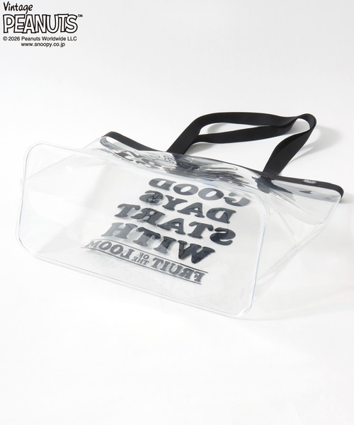 SNOOPY（スヌーピー）の「PEANUTS/ピーナッツコラボ FRUIT OF THE LOOM/フルーツオブザルーム スヌーピー クリアバッグ/トートバッグ/レディース メンズ（トートバッグ・レディース・クリア/ブルー/ブラック・FREE）」の11枚目の写真