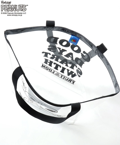 SNOOPY（スヌーピー）の「PEANUTS/ピーナッツコラボ FRUIT OF THE LOOM/フルーツオブザルーム スヌーピー クリアバッグ/トートバッグ/レディース メンズ（トートバッグ・レディース・クリア/ブルー/ブラック・FREE）」の12枚目の写真