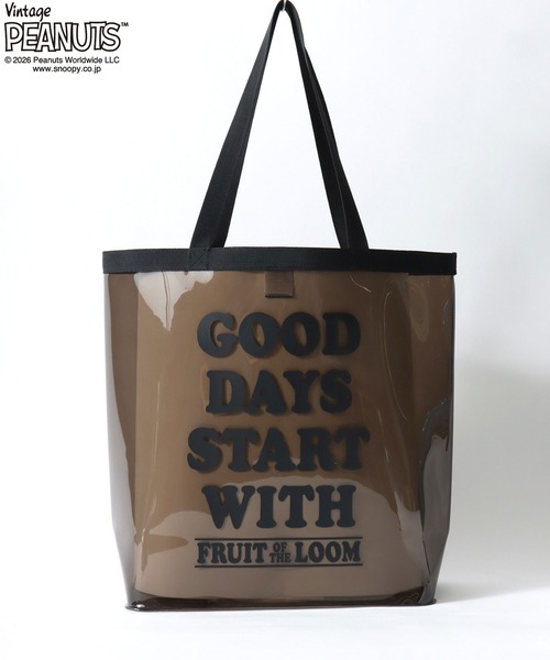 SNOOPY（スヌーピー）の「PEANUTS/ピーナッツコラボ FRUIT OF THE LOOM/フルーツオブザルーム スヌーピー クリアバッグ/トートバッグ/レディース メンズ（トートバッグ・レディース・クリア/ブルー/ブラック・FREE）」の4枚目の写真