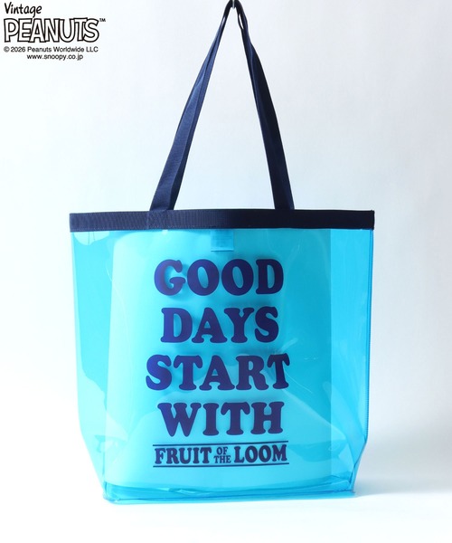 SNOOPY（スヌーピー）の「PEANUTS/ピーナッツコラボ FRUIT OF THE LOOM/フルーツオブザルーム スヌーピー クリアバッグ/トートバッグ/レディース メンズ（トートバッグ・レディース・クリア/ブルー/ブラック・FREE）」の5枚目の写真