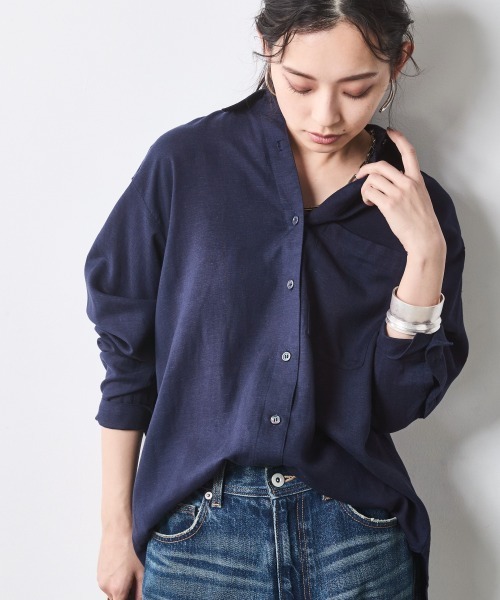 CHIC STYLE(シックスタイル)の「レーヨン麻シャツ<大きいサイズ有>シックスタイル(シャツ/ブラウス・レディース・ネイビー/サックスブルー・L/LL/3L/4L/5L/M)」の21枚目の写真