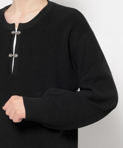 HARE（ハレ）の「メタルボタンヘンリーネックプルオーバー(HARE)（ニット/セーター・メンズ・グレー/ブラック・FREE）」の20枚目の写真