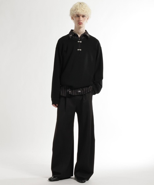 HARE（ハレ）の「メタルボタンヘンリーネックプルオーバー(HARE)（ニット/セーター・メンズ・グレー/ブラック・FREE）」の4枚目の写真