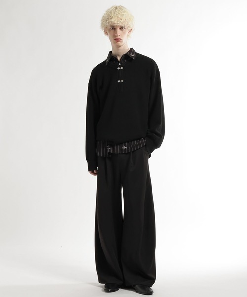 HARE（ハレ）の「メタルボタンヘンリーネックプルオーバー(HARE)（ニット/セーター・メンズ・グレー/ブラック・FREE）」の5枚目の写真