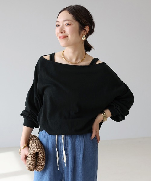 Aletta vita(アレッタビータ)の「シアー裏毛ボートネックプルオーバー(Tシャツ/カットソー・レディース・ブラック/オフホワイト・FREE)」の17枚目の写真