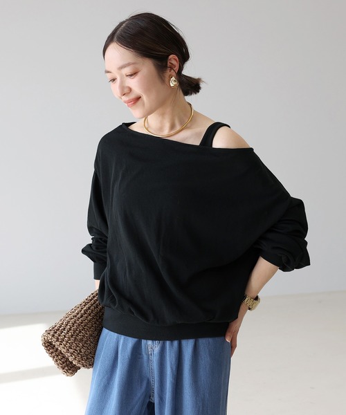 Aletta vita(アレッタビータ)の「シアー裏毛ボートネックプルオーバー(Tシャツ/カットソー・レディース・ブラック/オフホワイト・FREE)」の18枚目の写真