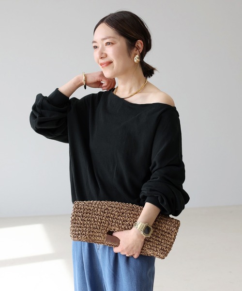 Aletta vita(アレッタビータ)の「シアー裏毛ボートネックプルオーバー(Tシャツ/カットソー・レディース・ブラック/オフホワイト・FREE)」の19枚目の写真