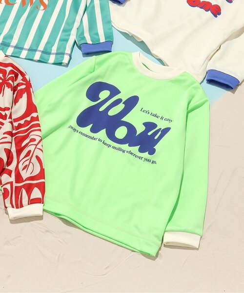 BREEZE(ブリーズ)の「【UVカット】わくわく長袖ラッシュガード(ラッシュガード・キッズ・グリーン/レッド/エメラルド/アイボリー・80/90/100/110/120/130/140/150)」の3枚目の写真