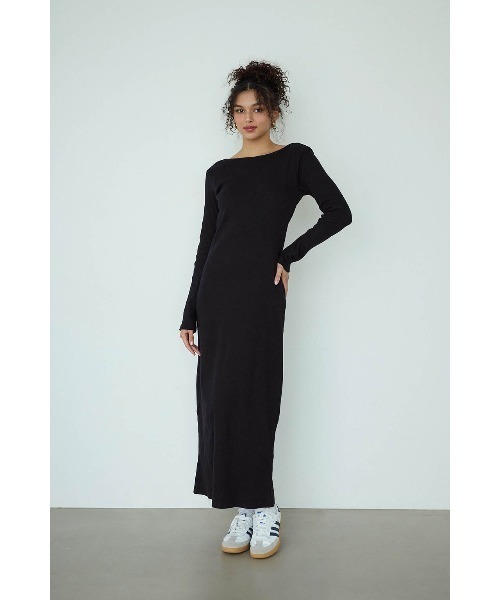 ALEXIA STAM（アリシアスタン）の「Back Adjuster Long Sleeve Rib Dress /パッドinバックアジャスターワンピ（ワンピース・レディース・ブラック/グレー・L/M/S）」の3枚目の写真