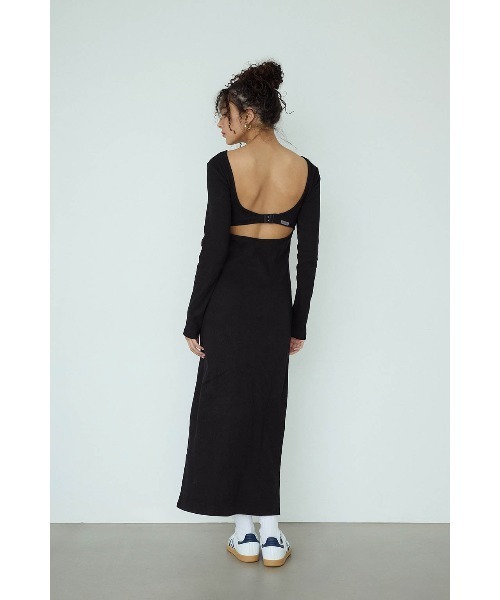 ALEXIA STAM（アリシアスタン）の「Back Adjuster Long Sleeve Rib Dress /パッドinバックアジャスターワンピ（ワンピース・レディース・ブラック/グレー・L/M/S）」の4枚目の写真