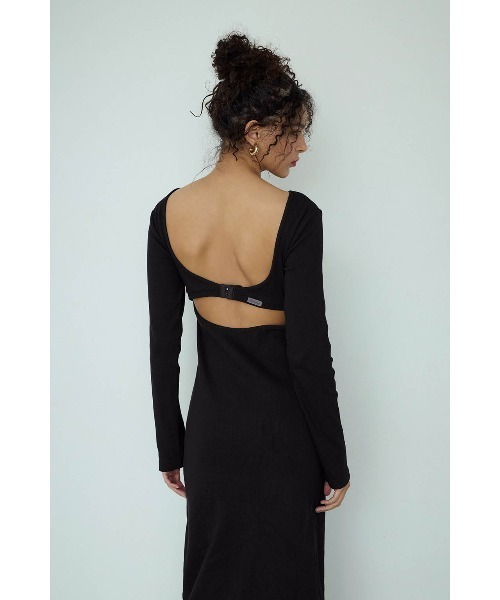 ALEXIA STAM（アリシアスタン）の「Back Adjuster Long Sleeve Rib Dress /パッドinバックアジャスターワンピ（ワンピース・レディース・ブラック/グレー・L/M/S）」の6枚目の写真