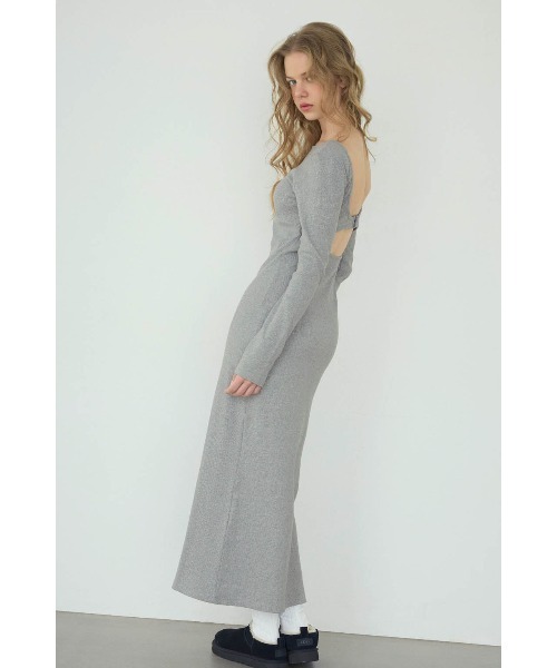 ALEXIA STAM（アリシアスタン）の「Back Adjuster Long Sleeve Rib Dress /パッドinバックアジャスターワンピ（ワンピース・レディース・ブラック/グレー・L/M/S）」の8枚目の写真