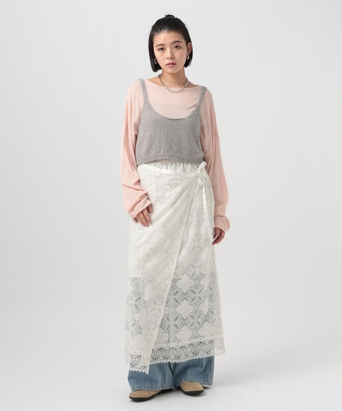 BAYFLOW（ベイフロー）の「2WAYニットプルオーバー（ニット/セーター・レディース・オフホワイト/ネイビー/ピンク・FREE）」の8枚目の写真