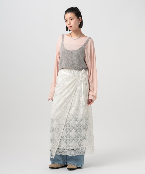 BAYFLOW（ベイフロー）の「2WAYニットプルオーバー（ニット/セーター・レディース・オフホワイト/ネイビー/ピンク・FREE）」の9枚目の写真