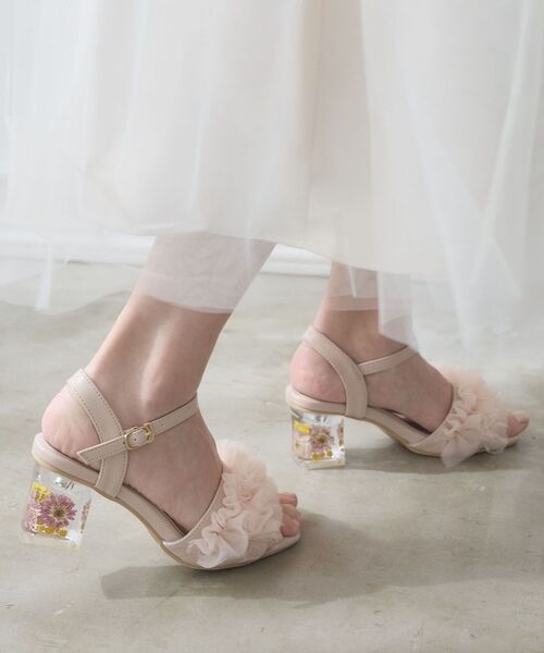 MAJESTIC LEGON（マジェスティックレゴン）の「フラワークリアヒールフリルサンダル（サンダル・レディース・ピンク/アイボリー・SMALL/MEDIUM/LARGE/X-LARGE）」の2枚目の写真