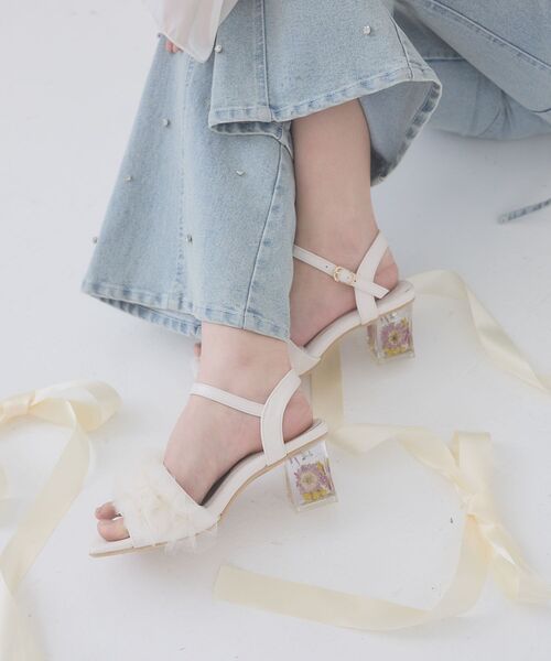 MAJESTIC LEGON（マジェスティックレゴン）の「フラワークリアヒールフリルサンダル（サンダル・レディース・ピンク/アイボリー・SMALL/MEDIUM/LARGE/X-LARGE）」の14枚目の写真