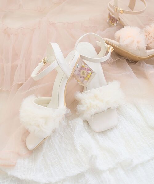 MAJESTIC LEGON（マジェスティックレゴン）の「フラワークリアヒールフリルサンダル（サンダル・レディース・ピンク/アイボリー・SMALL/MEDIUM/LARGE/X-LARGE）」の12枚目の写真