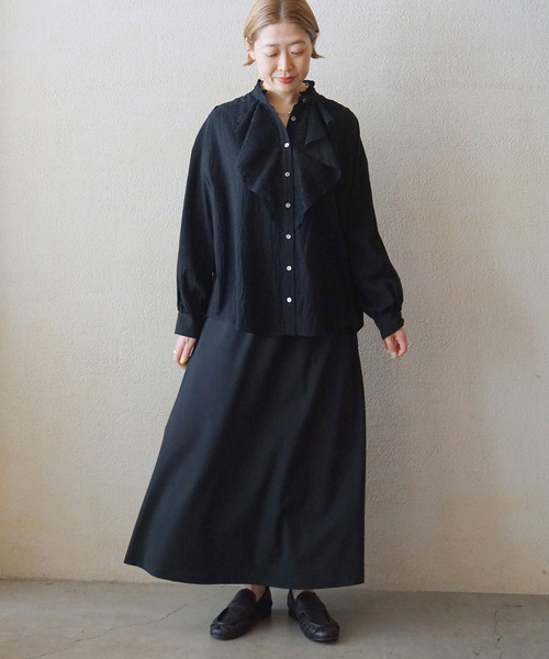 JOURNAL STANDARD LUXE（ジャーナルスタンダード　ラックス）の「ラッフルフリルレースブラウス（シャツ/ブラウス・レディース・ホワイト/ブラック・FREE）」の9枚目の写真