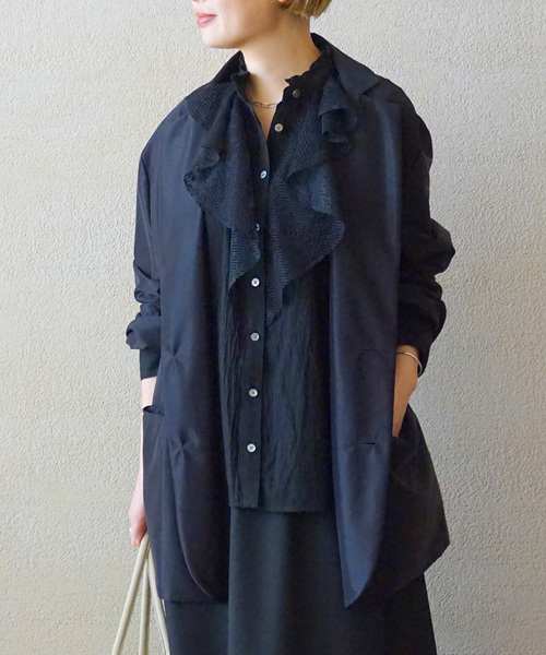 JOURNAL STANDARD LUXE（ジャーナルスタンダード　ラックス）の「ラッフルフリルレースブラウス（シャツ/ブラウス・レディース・ホワイト/ブラック・FREE）」の6枚目の写真