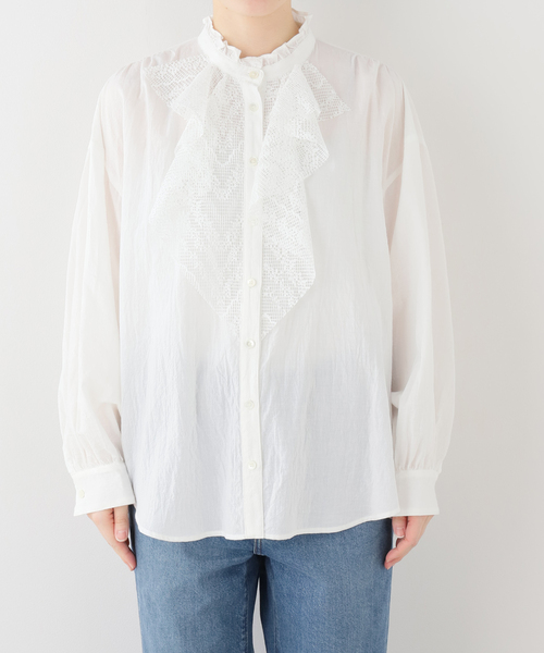 JOURNAL STANDARD LUXE（ジャーナルスタンダード　ラックス）の「ラッフルフリルレースブラウス（シャツ/ブラウス・レディース・ホワイト/ブラック・FREE）」の12枚目の写真