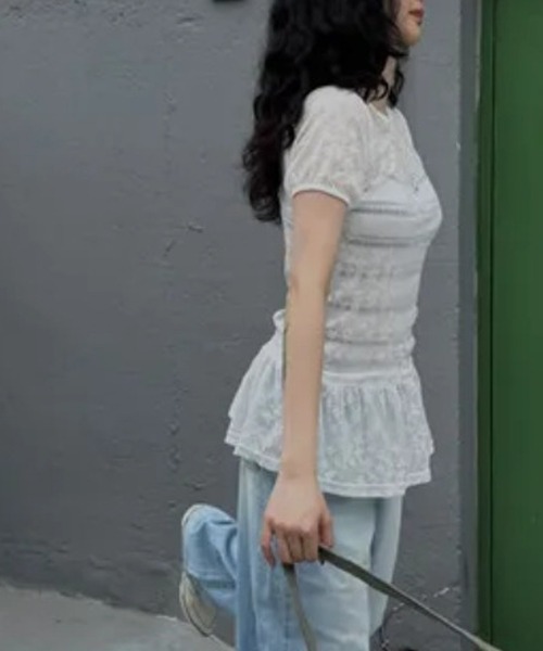 HALEY PESCA(ヘーリーペスカ)の「HALEY PESCA/スター柄シアーフリルTシャツ(Tシャツ/カットソー・レディース・ホワイト/ブラック・FREE)」の21枚目の写真