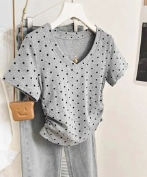 meJane | ドット柄 Vネック半そでＴシャツ(Tシャツ/カットソー)