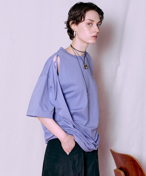 MAISON SPECIAL(メゾンスペシャル)の「Asymmetrical Drape T-Shirt/アシンメトリードレープTEE(Tシャツ/カットソー・レディース・ホワイト/イエロー/パープル/ブラック・FREE)」の8枚目の写真