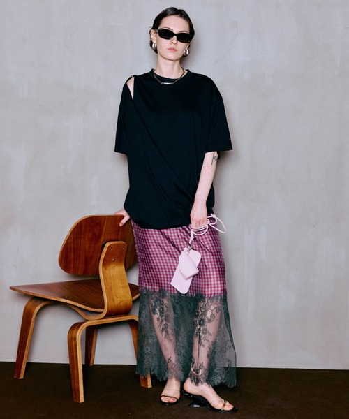 MAISON SPECIAL(メゾンスペシャル)の「Asymmetrical Drape T-Shirt/アシンメトリードレープTEE(Tシャツ/カットソー・レディース・ホワイト/イエロー/パープル/ブラック・FREE)」の14枚目の写真