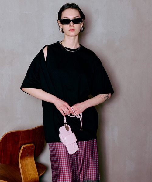 MAISON SPECIAL(メゾンスペシャル)の「Asymmetrical Drape T-Shirt/アシンメトリードレープTEE(Tシャツ/カットソー・レディース・ホワイト/イエロー/パープル/ブラック・FREE)」の12枚目の写真