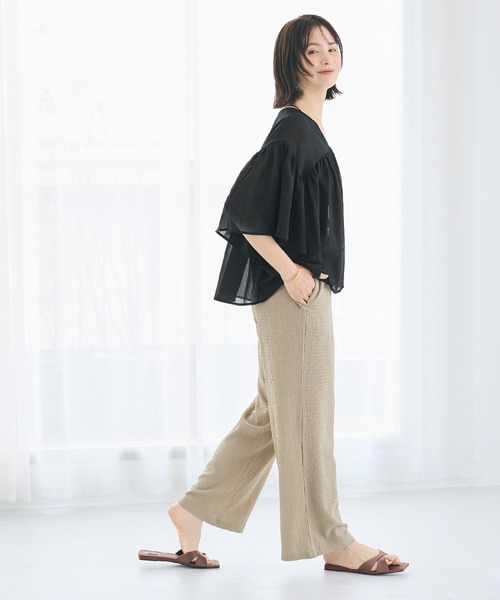 coca(coca)(コカ)の「シアー袖フレアブラウス(シャツ/ブラウス・レディース・ブラック/ホワイト/ラベンダー・L/M/S)」の5枚目の写真