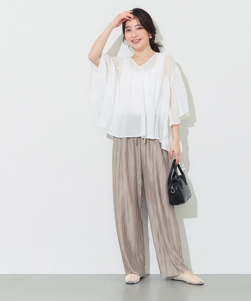 coca(coca)(コカ)の「シアー袖フレアブラウス(シャツ/ブラウス・レディース・ブラック/ホワイト/ラベンダー・L/M/S)」の10枚目の写真