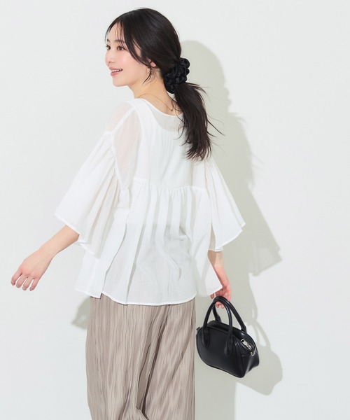 coca(coca)(コカ)の「シアー袖フレアブラウス(シャツ/ブラウス・レディース・ブラック/ホワイト/ラベンダー・L/M/S)」の11枚目の写真