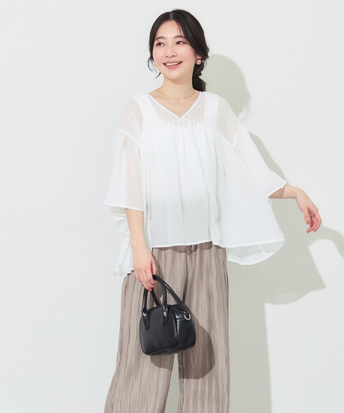 coca(coca)(コカ)の「シアー袖フレアブラウス(シャツ/ブラウス・レディース・ブラック/ホワイト/ラベンダー・L/M/S)」の14枚目の写真