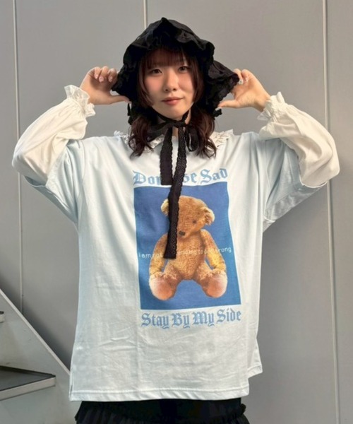 Candy Stripper（キャンディストリッパー）の「STAY BY MY SIDE BIG Tシャツ（Tシャツ/カットソー・レディース・ライトブルー/ブラック/オフホワイト/ピンク・FREE）」の13枚目の写真