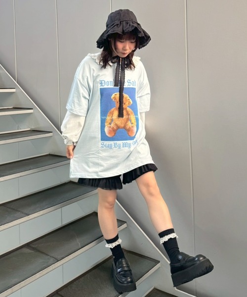 Candy Stripper（キャンディストリッパー）の「STAY BY MY SIDE BIG Tシャツ（Tシャツ/カットソー・レディース・ライトブルー/ブラック/オフホワイト/ピンク・FREE）」の15枚目の写真