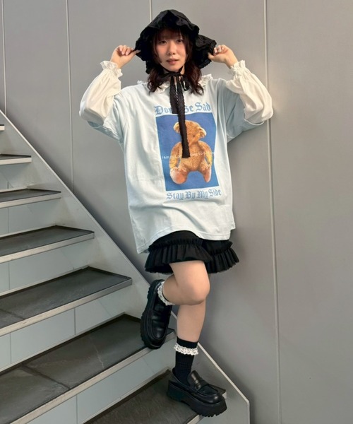 Candy Stripper（キャンディストリッパー）の「STAY BY MY SIDE BIG Tシャツ（Tシャツ/カットソー・レディース・ライトブルー/ブラック/オフホワイト/ピンク・FREE）」の16枚目の写真