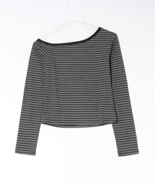 mellomela.(メロメラ)の「ボーダーワンショルトップス(Tシャツ/カットソー・レディース・レッド/ブラック/グレー・FREE)」の4枚目の写真