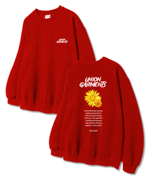 ツーフラワー 裏毛 スウェットTシャツ レッド