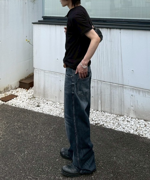 Chikashitsu +（チカシツプラス）の「【Chikashitsu +】washed slim denim pants / 【チカシツプラス】ウォッシュスリムデニムパンツ＜着用動画あり＞（デニムパンツ・メンズ・ブルー・M/S）」の3枚目の写真