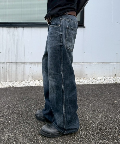 Chikashitsu +（チカシツプラス）の「【Chikashitsu +】washed slim denim pants / 【チカシツプラス】ウォッシュスリムデニムパンツ＜着用動画あり＞（デニムパンツ・メンズ・ブルー・M/S）」の9枚目の写真