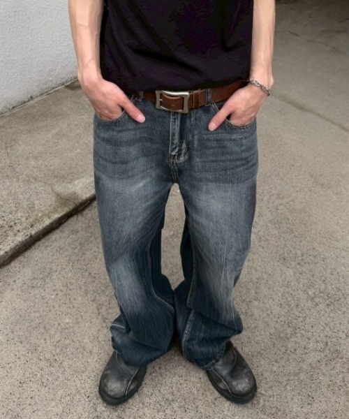 Chikashitsu +（チカシツプラス）の「【Chikashitsu +】washed slim denim pants / 【チカシツプラス】ウォッシュスリムデニムパンツ＜着用動画あり＞（デニムパンツ・メンズ・ブルー・M/S）」の7枚目の写真